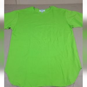 Vintage TapeMeasure‎ Women’s Top Shirt Oversized Scalloped Hem Neon Green